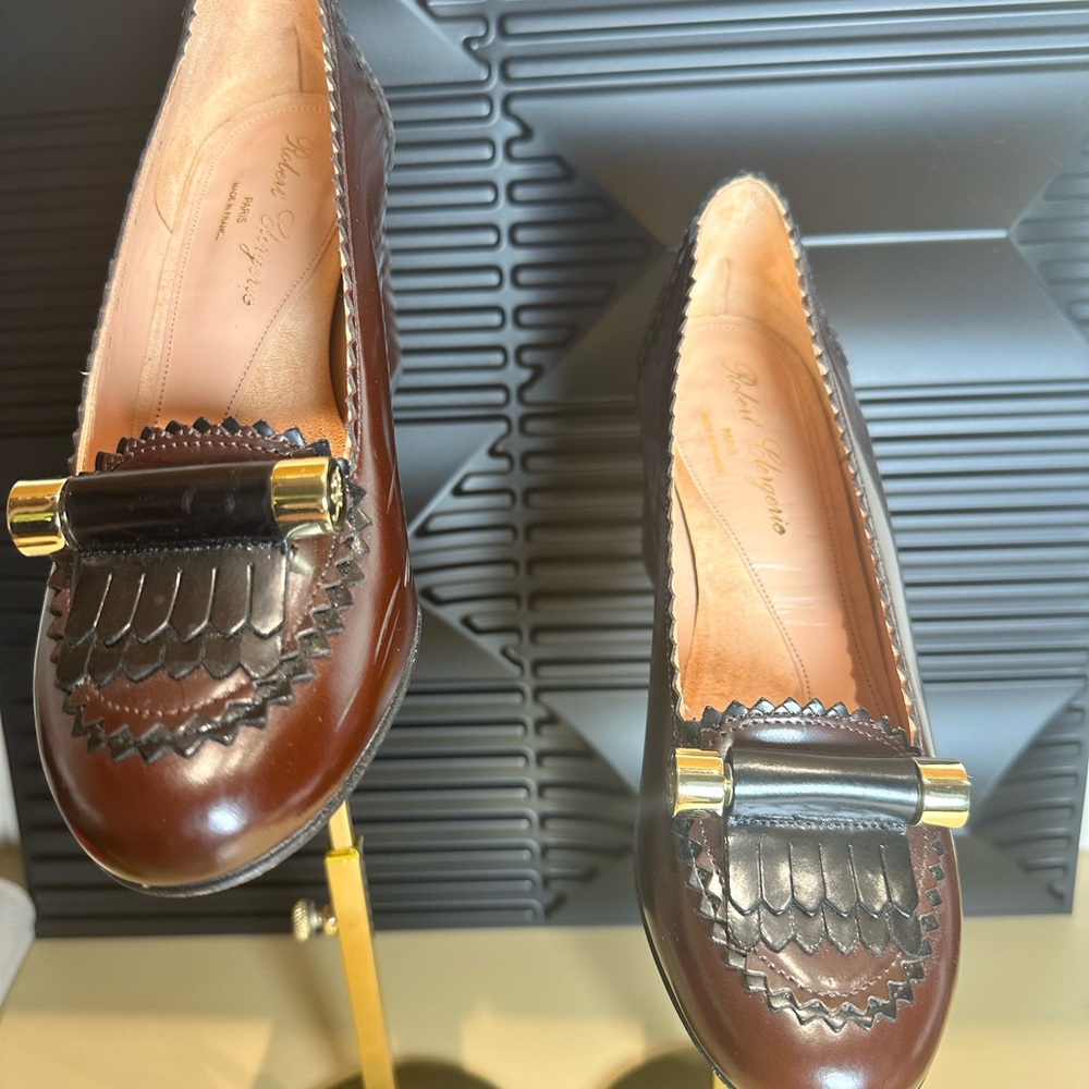 Robert Clergerie Brown and Black Leather Loafers